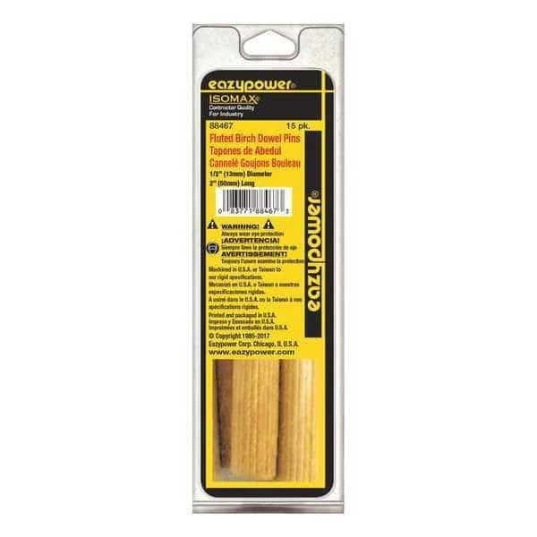Fluted Dowel Pin, 1/2" x 2", PK15