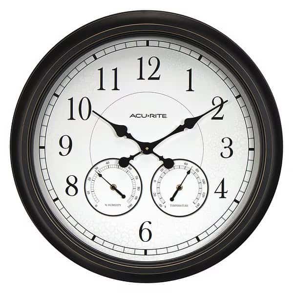 Weathered Black Wall Clock W/ Thermometer and Hygrometer, 24"