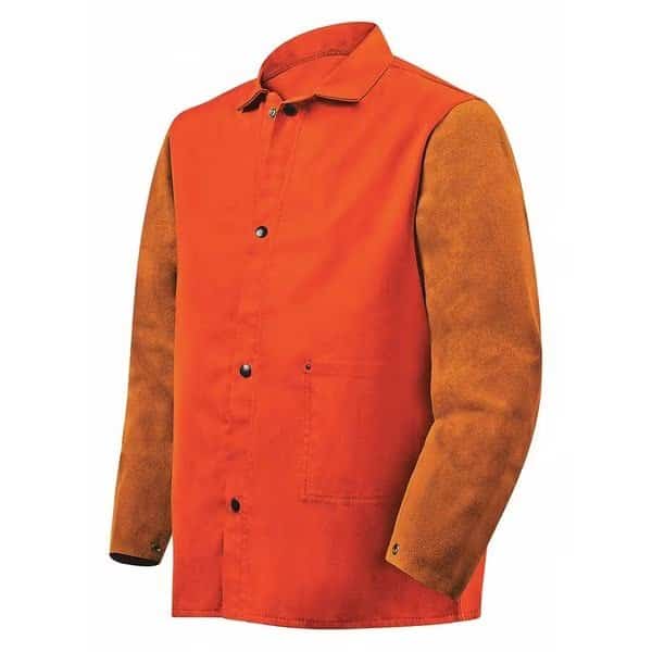 Welding Jacket, 2XL, 9 oz Cotton with Cowhide Sleeves, Snaps Closure