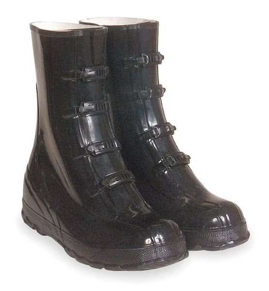 Overboots, Plain Toe, Rubber, 12 in H, Buckles, Chevron Sole, Black, 10 (Formerly Talon Trax), PR