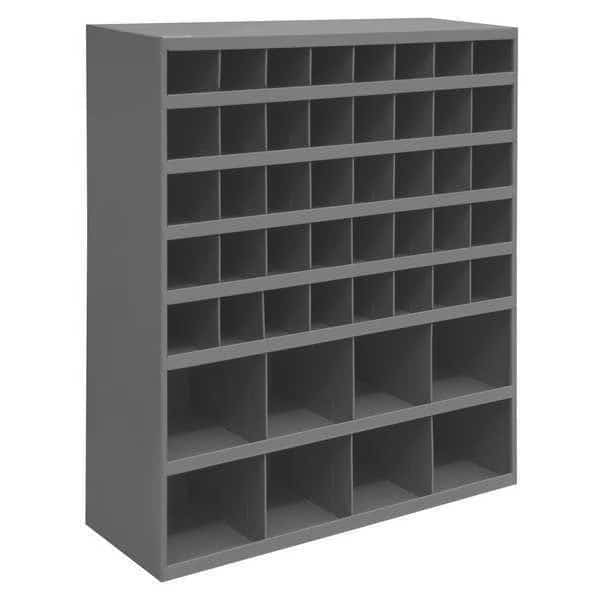 Prime Cold Rolled Steel Pigeonhole Bin Unit, 12 in D x 42 in H x 33 3/4 in W, 7 Shelves, Gray