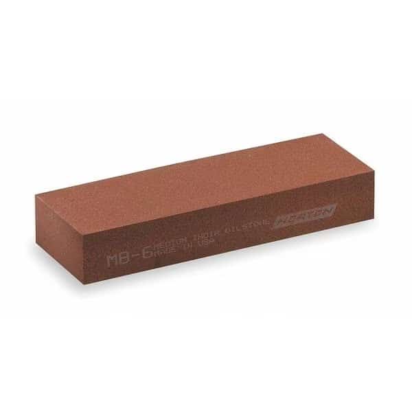 Single Grit Benchstone, 8 in W, 2 in L, 1 in H, Aluminum Oxide, Brown, Orange