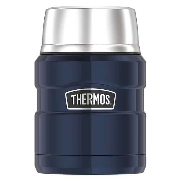 Stainless Steel Food Jar w/Folding Spoon, 16 oz., Midnight Blue