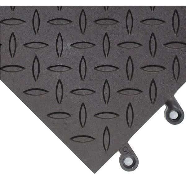 Interlocking Antifatigue Mat Tile, 18 in W x PVC, Black