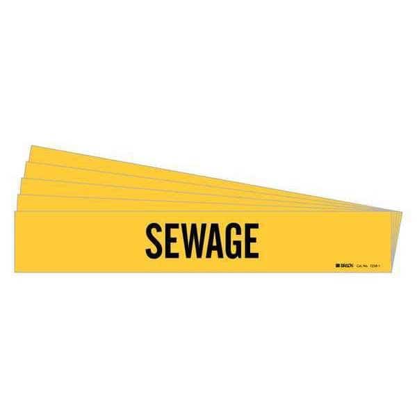Pipe Marker, Adhesive, Black, Sewage, PK5, 7258-1-PK