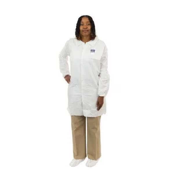 MicroGuard MP Disposable Microporous Lab Coat, Microporous Fabric, Snaps Closure, White, XL, 30 PK