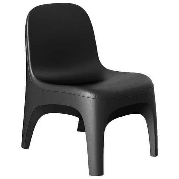 Armless Chair, Black Seat, 22 in W 26 in L 32 in H, Polyethylene Seat