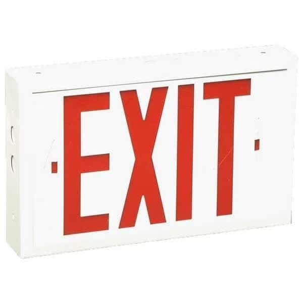 Exit Sign, White, 2 Face(s), LED, Universal Mount, Not Battery Powered