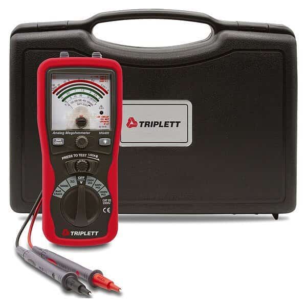 Insulation Tester, 250/500/1000V, Analog, Triplett, Mfr#: MG420