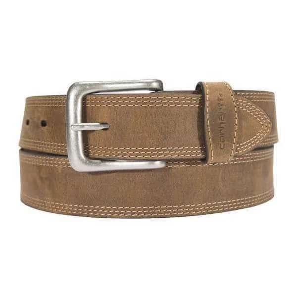 Carhartt Triple Stitch Belt, Brown, Top Grain Saddle Leather, 48 in Length, 1 3/8 in Width
