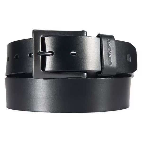 Carhartt Box Buckle Belt, Black, Full Grain Bridle Leather, 56 in Length, 1 1/2 in Width