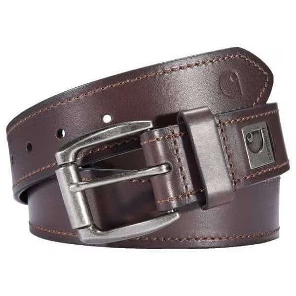 Carhartt Roller Buckle Belt, Brown, Full Grain Bridle Leather, 46 in Length, 1 1/2 in Width