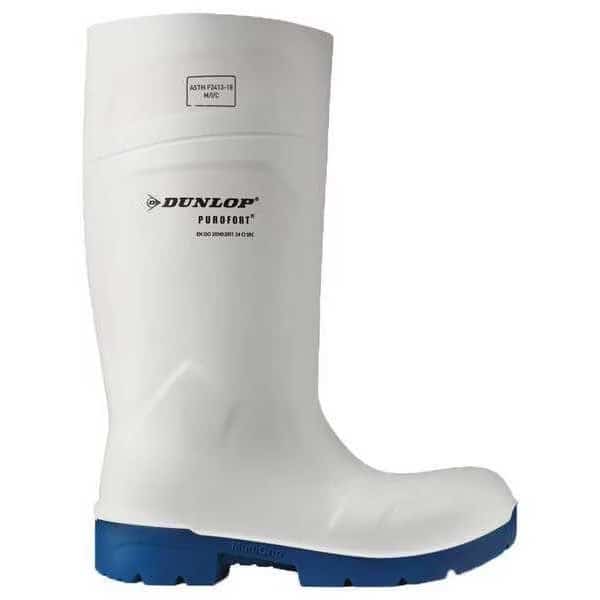 Unisex Tall Rubber Boots, Steel Toe, Blue, White, 11