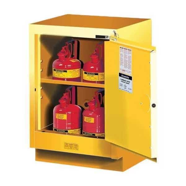 Flammable Cabinet, 15 gal, 1 Shelves, Steel, 24 in W x 35 3/4 in H x 21 5/8 in D, Yellow
