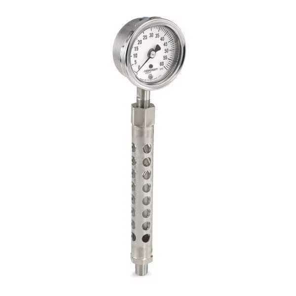 Pressure Gauge, 0 to 1,000 psi, 3 1/2 in Dial, 1/2 in MNPT, Bottom Location