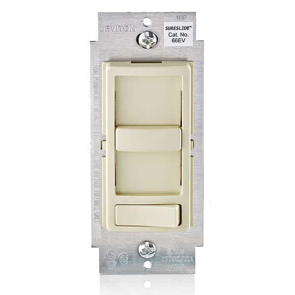 Dimmer, 1-Pole/3-Way, 120VAC, Ivory, ELV