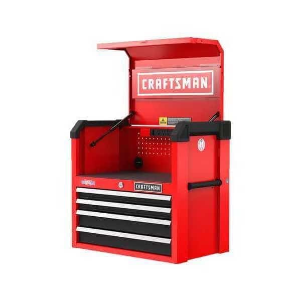 S2000 Tool Chest W/ Light & Divider, 4 Drawer, Red, 26 in W x 16 in D x 24-1/2 in H