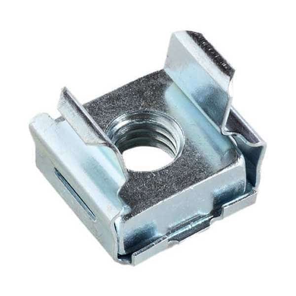 Cage Nut, 1/4"-20, Square Shape, Steel, Zinc Plated Finish