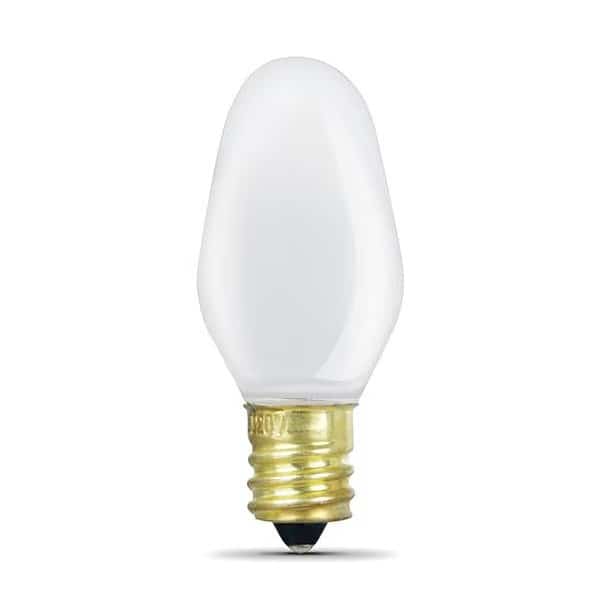 LED, 0.6 W, C7, Candelabra Screw (E12), PK2