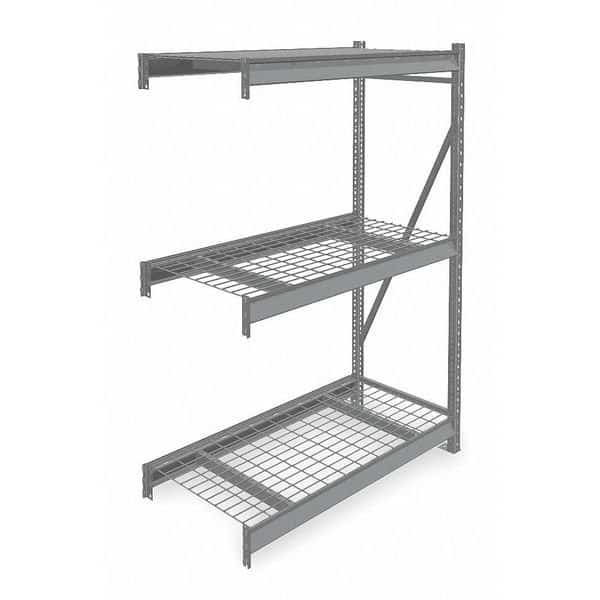 Add-On Bulk Storage Rack, 36 in D, 60 in W, 3 Shelves, Gray