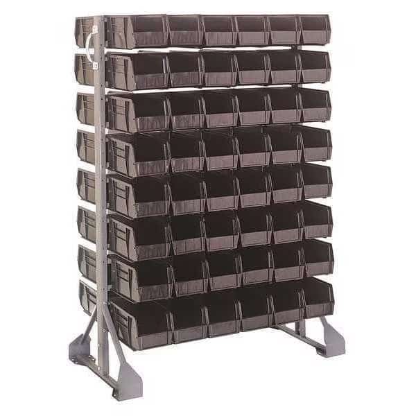 Steel Bin Rail Floor Rack, 20 in D x 54 in H x 36 in W, Black