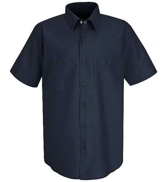 Men's Short Sleeve Work Shirt, Cotton/Polyester, Button, 2 Pocket(s), Navy, 3XL