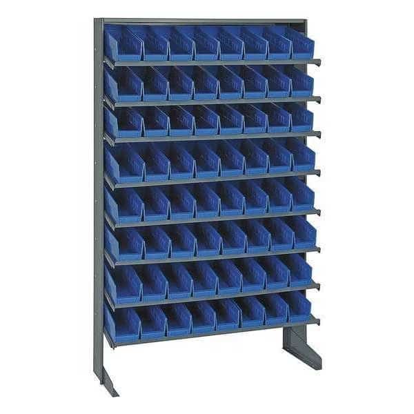 Steel Pick Rack, 12 in D x 60 in H x 36 in W, 8 Shelves, Blue