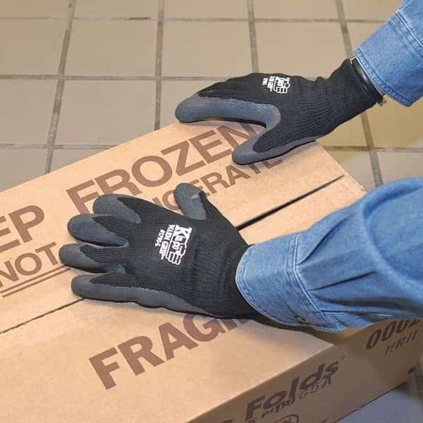 Cold Protection Gloves, Latex Palm, Thermal Lining, Gray, L