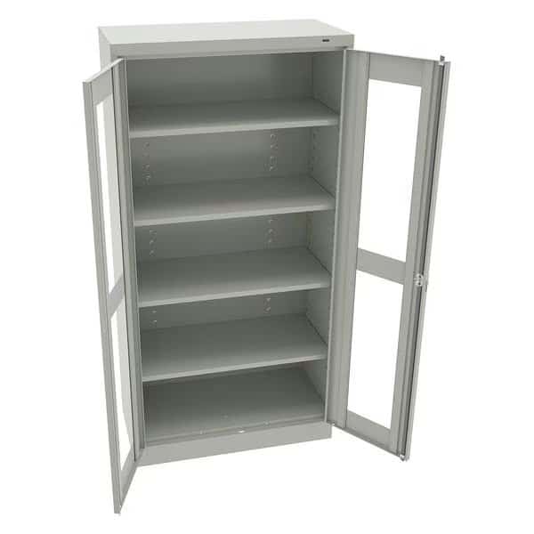 Shelving Storage Cabinet, 72 in H, 36 in W, Light Gray, 5 Shelves, 0 Drawers