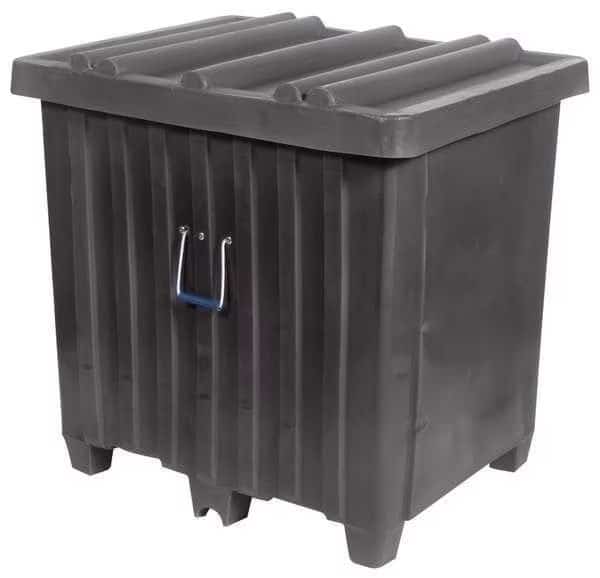 Bulk Container, 23 cu ft, 42 in L, 34 in W, 42 in H, Black, Plastic