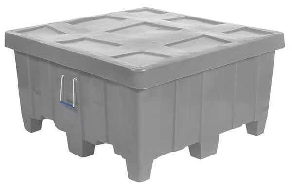 Ribbed Wall Container Bulk Container, 18 cu ft, Gray, Plastic