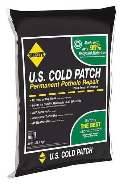 US Cold Patch Permanent Pothole Repair, 50 lb Bag, Recycled Asphalt Mix, 1 Pk