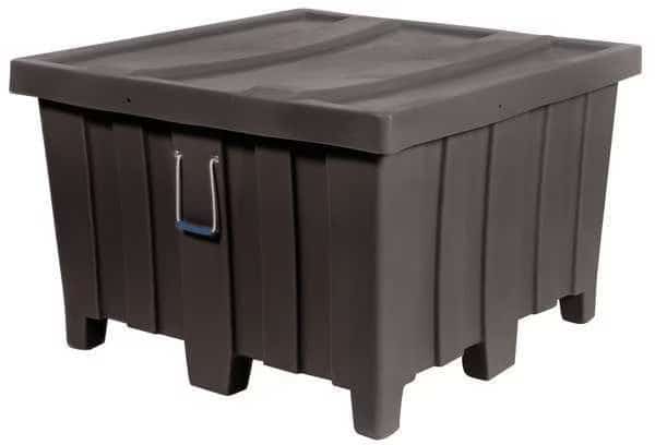 Ribbed Wall Container Bulk Container, 23 cu ft, Black, Plastic