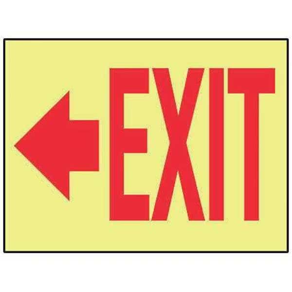 Exit Sign, Plastic, 10" W, 7" H, Exit, Yellow