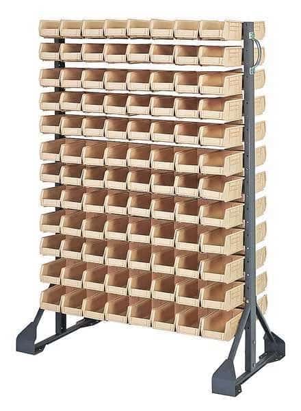Steel Bin Rail Floor Rack, 20 in D x 54 in H x 36 in W, Ivory