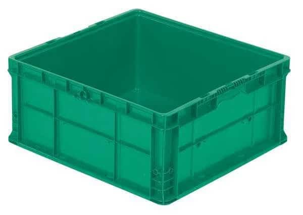 Straight Wall Storage Container, 19.7 gal, 24 in L, 22-1/2 in W, 10-3/4 in H, Green, Polyethylene