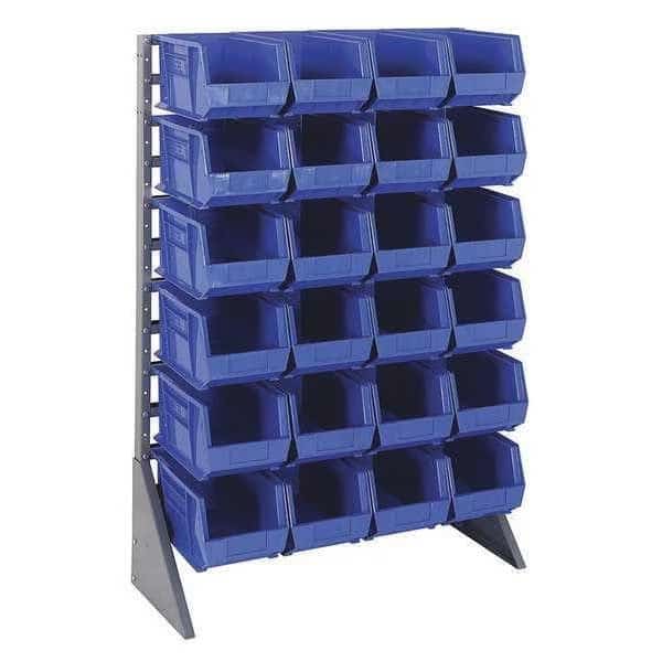 Steel Bin Rail Floor Rack, 15 in D x 54 in H x 36 in W, Blue