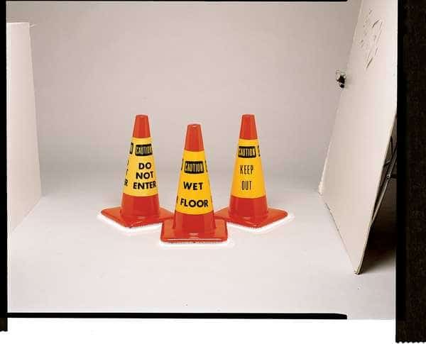 Traffic Cone Collar, Waterproof Cloth Vinyl, 10 1/2 in Height, 0.5 lb, Yellow 6 PK