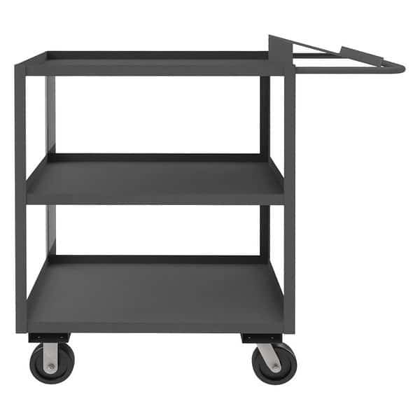 Order-Picking Utility Cart with Lipped Metal Shelves, Steel, 3,000 lb Load Capacity, 3 Shelves