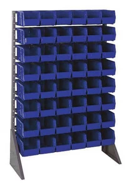 Steel Bin Rail Floor Rack, 36 in W x 15 in D x 54 in H, Blue, QUANTUM STORAGE SYSTEMS, Mfr# QRU-16S-230-48BL