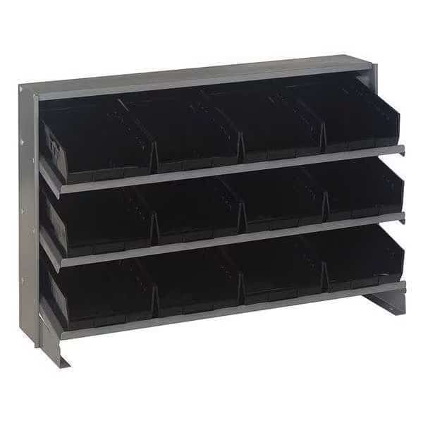 Steel Bench Pick Rack, 36 in W x 21 in H x 12 in D, 3 Shelves, Black, Quantum Storage Systems, Mfr#: QPRHA-107BK