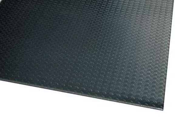 Antifatigue Mat, Diamond Plate, 5 ft x 3 ft, 1/2 in Thick, Black, PVC Foam