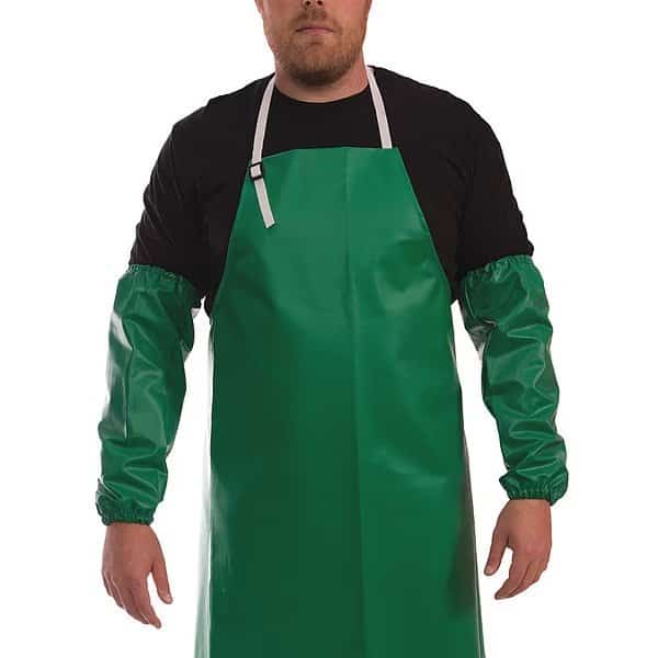 SAFETYFLEX Chemical Resistant Sleeves, 18 in Length, 17 mil Thick, Welded Seam, Green, 1 PR
