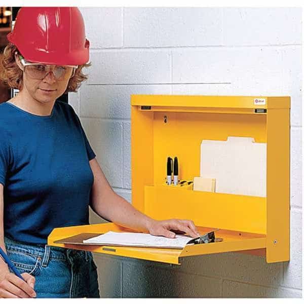 Wall Mounted Desk, 20x16-3/8x3-3/8 In, Yel
