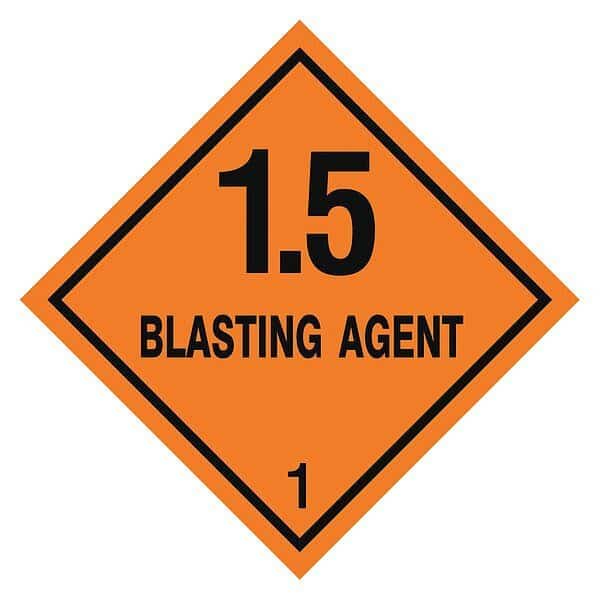4" x 4", Black on Orange DOT Label, 1.5 Blasting Agent Legend, PK500