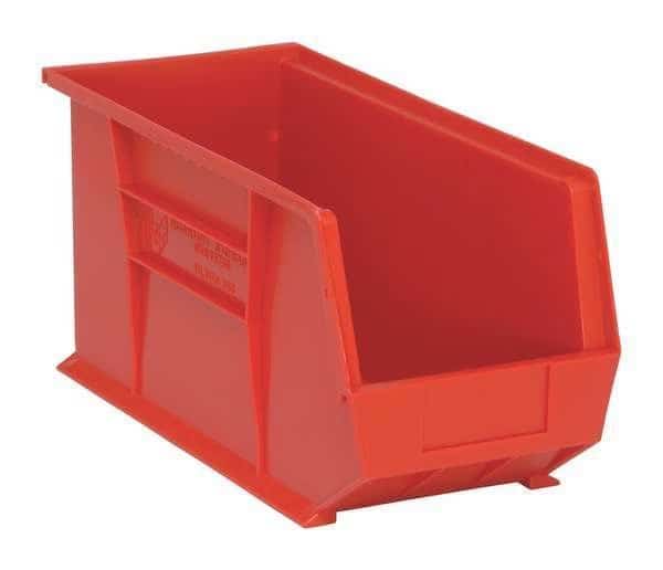 Hang & Stack Storage Bin, Polypropylene, Red, 9 in H, 8 1/4 in W, 18 in L