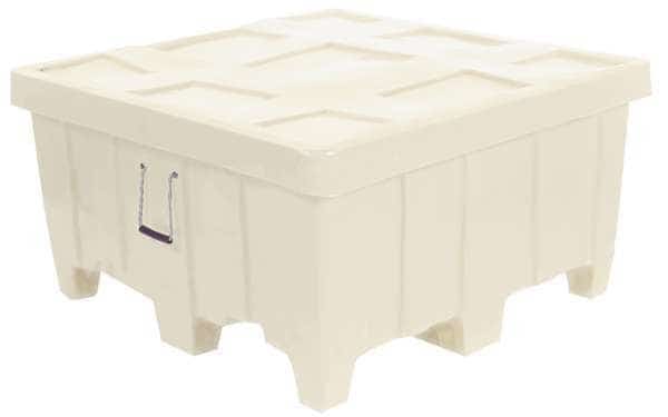 Bulk Container, 18 cu ft, 44 in L, 44 in W, 23 in H, White, Plastic