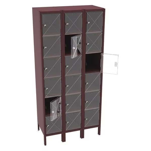 Box Locker, 36 in W, 18 in D, 78 in H, (3) Wide, (6) Tier, Wine