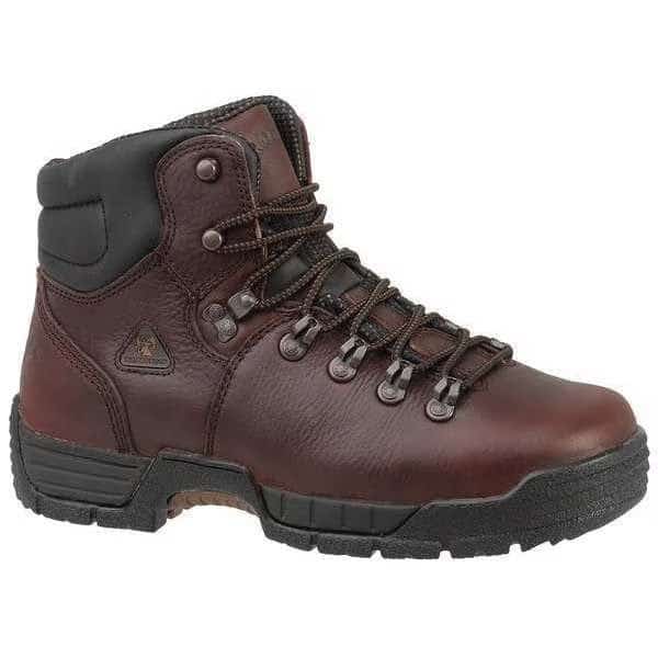 Men's Waterproof Work Boots, 8-1/2W W, Steel Toe, 6 in H, Dark Brown, FQ0006114