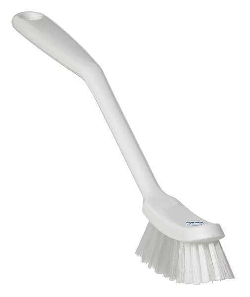 1 in W Scrub Brush, Medium, 8 3/16 in L Handle, 11 in L Brush, White, Plastic, 11 in L Overall